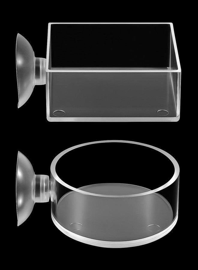 Zelphvt 2Pcs Shrimp Feeding Dish, Aquarium Feeding Dish with Suction Cup Acrylic Fish Food Feeder for Freshwater and Saltwater Tanks Round and Square - Image 1